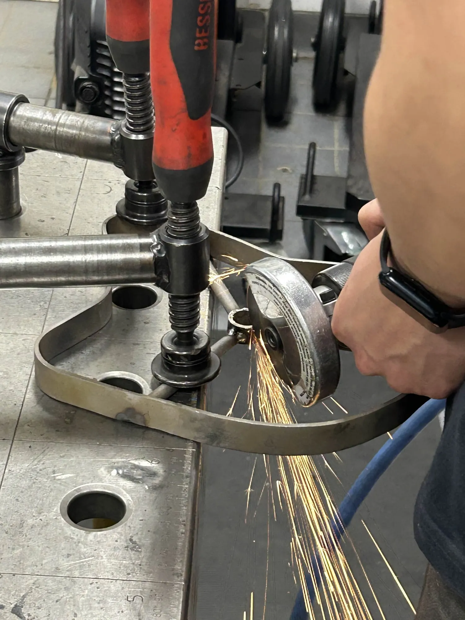 Angle grinding, from the workshop.