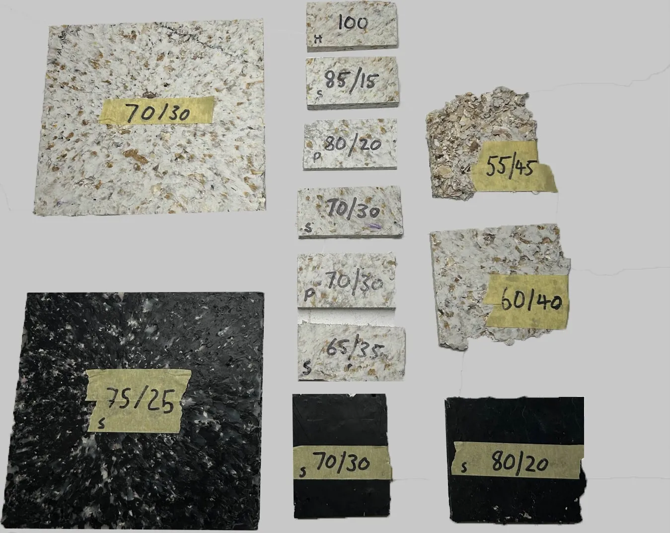 Oyster ratio tests, from the workshop.